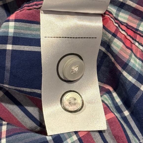 Untuckit Mens Shirt Torrey Ridge Preppy Hipster Button Up Plaid Blue Pink Medium - Picture 6 of 7